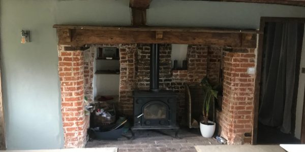stove fire place with bricks