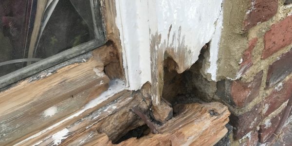 chipped corner of frame