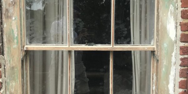 unpainted french window frame
