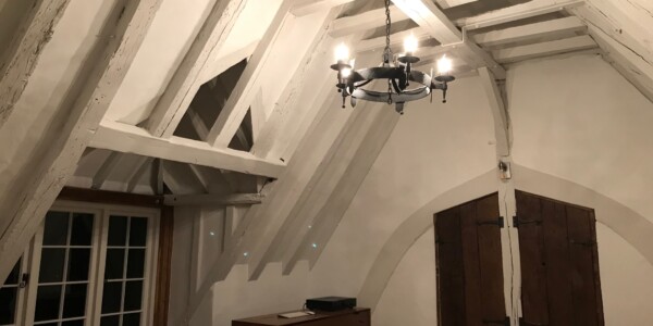 roof space with wooden beams